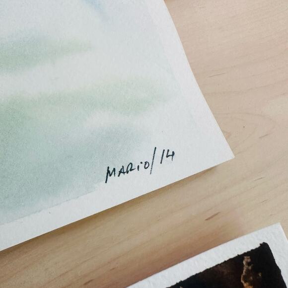 Artist Rending Watercolor Beach Scene Coastal Signed Art Set of 2 Wall Art Beach - Picture 3 of 6